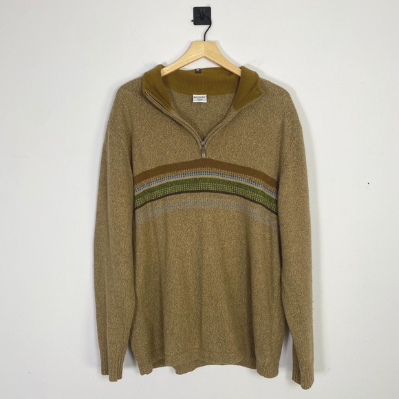 Columbia Sportswear Company Other - Columbia Sportswear Company Men's XL Tan Striped‎ 1/4 Zip Wool Blend Sweater